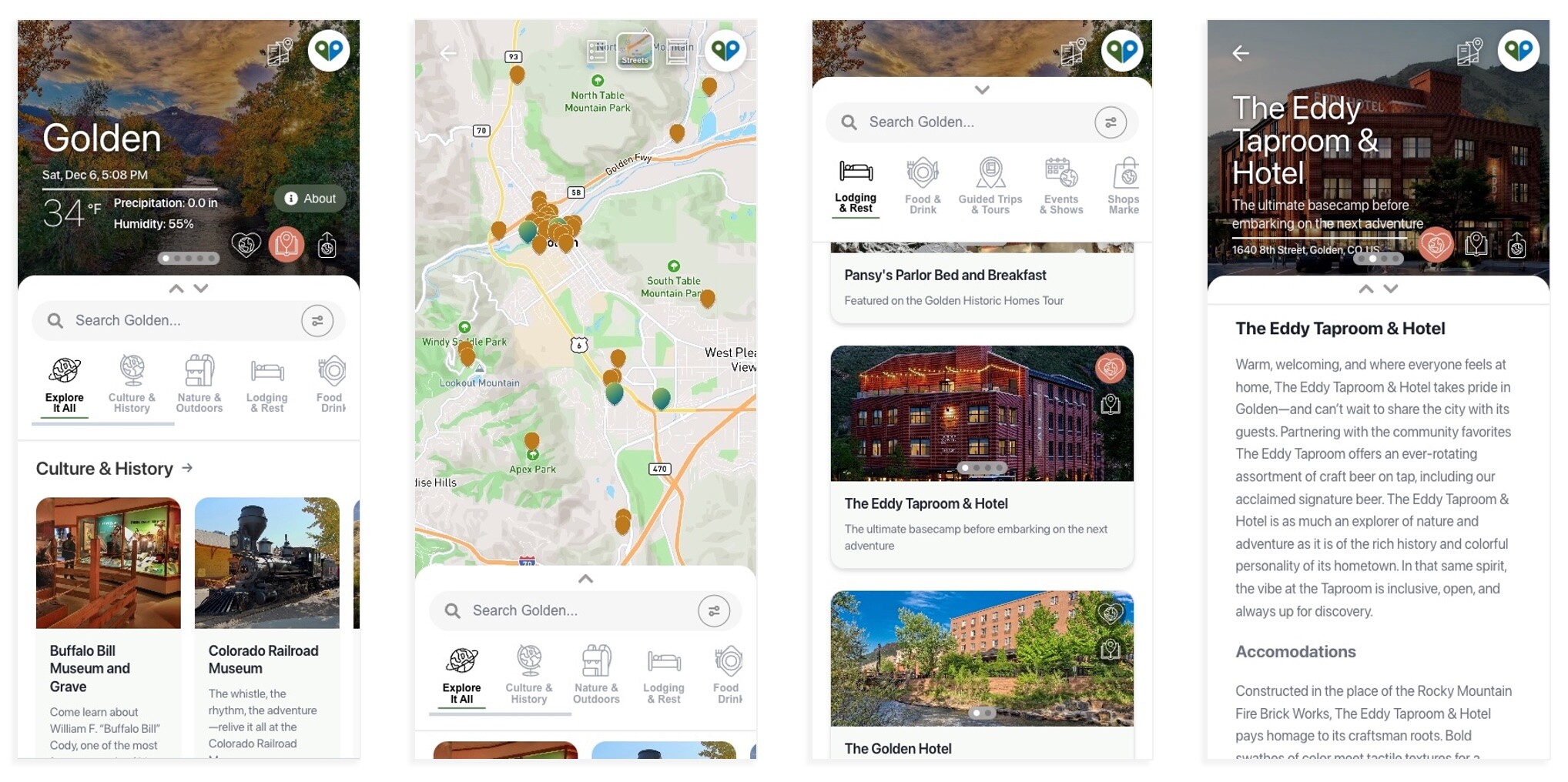 GoGood Golden mobile app screens